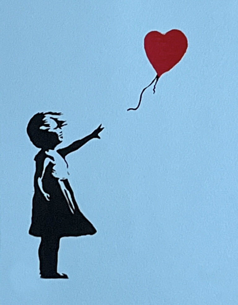 Banksy Girl with a balloon (Blue light edition)