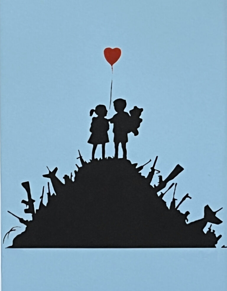 Banksy Kids on gun (Blue light edition)