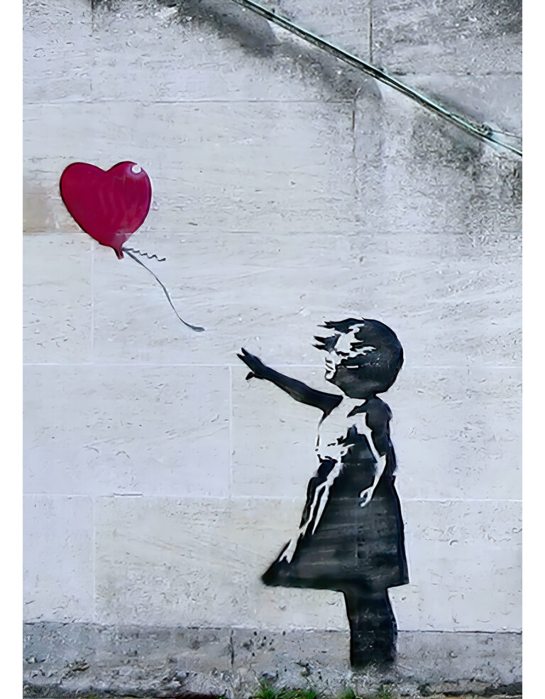 Banksy girl with red balloon (2014 detail)