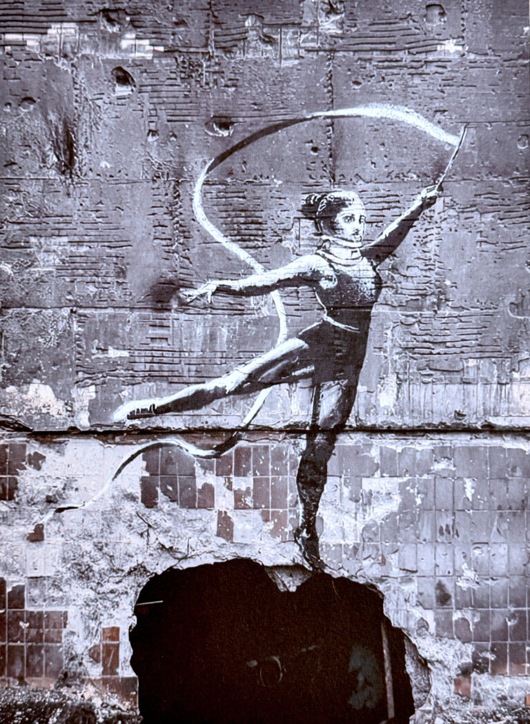 Banksy woman rhythmic gymnast (Irpin 2022)