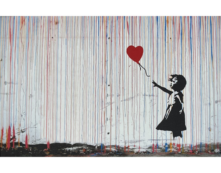 Banksy Girl with a balloon under the rain