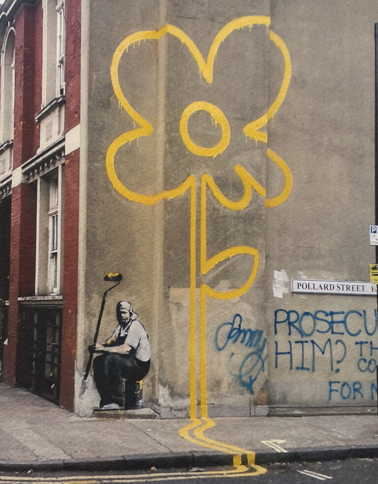 Banksy Yellow Lines Flower Painter