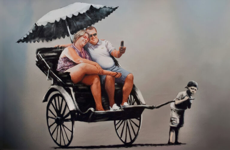 Banksy Fat tourist and rickshaw (2009)