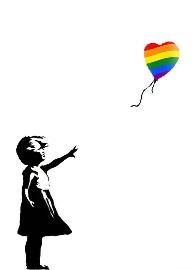 Banksy Girl with a LGBT balloon