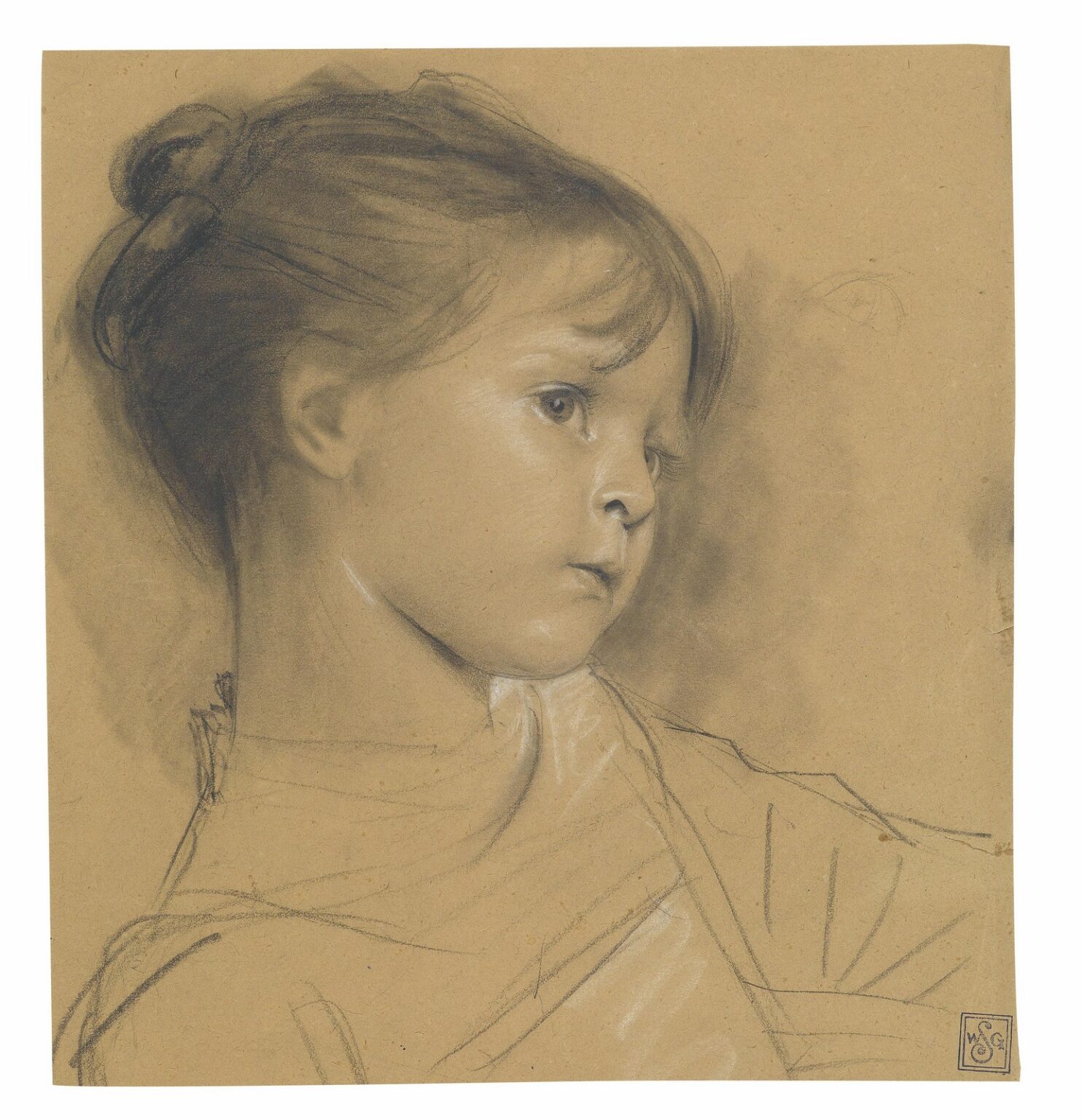 Klimt Annerl (1885) (Half-length portrait of a little girl to the right)