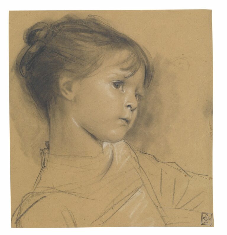 Klimt Annerl (1885) (Half-length portrait of a little girl to the right)