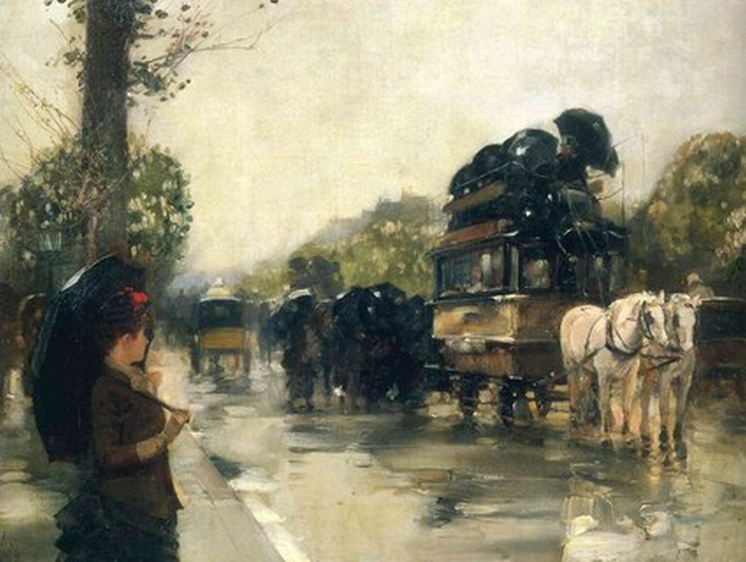 Hassam April Showers, Champs Elysees Paris (1888)
