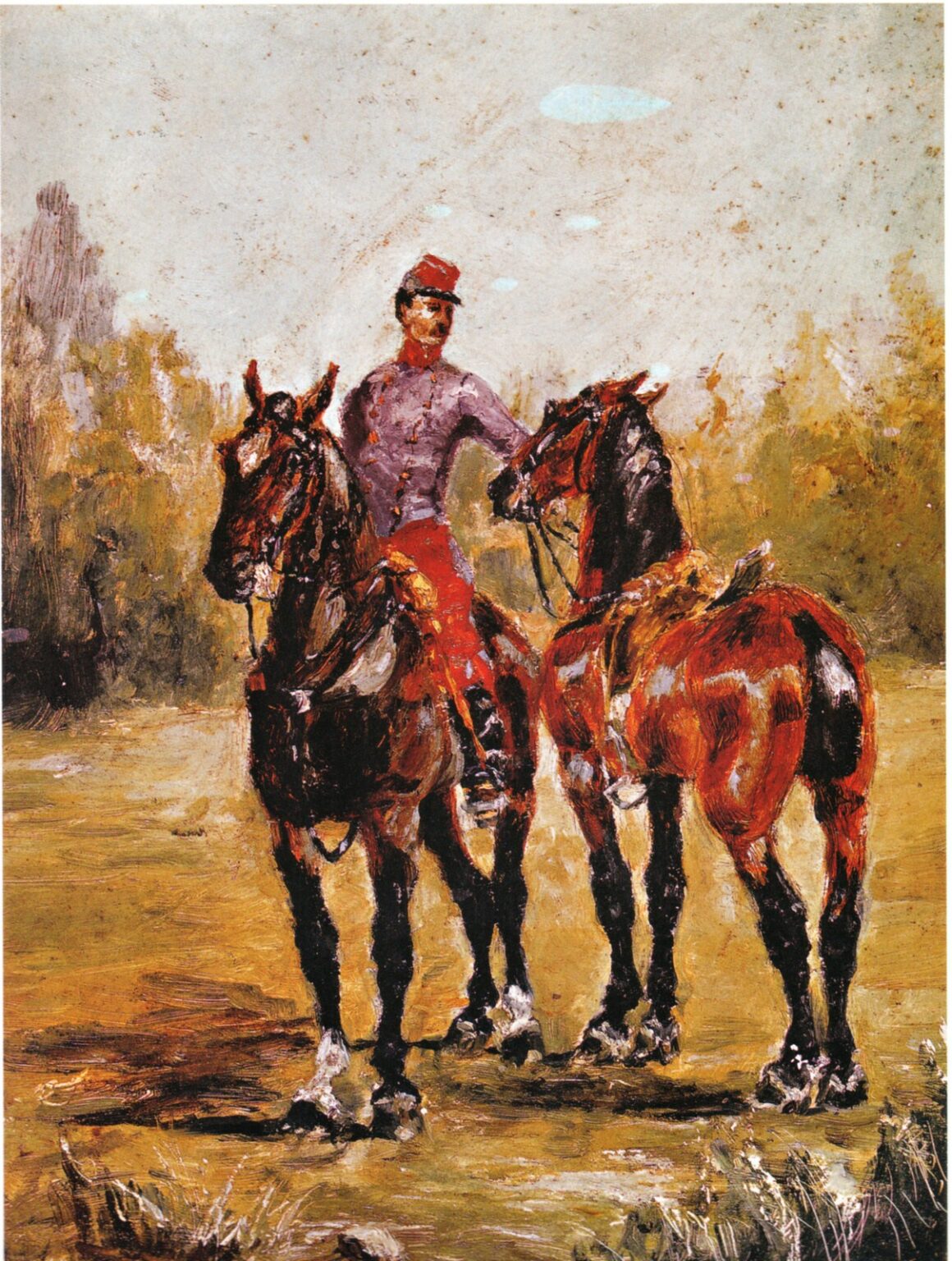 Toulouse-Lautrec Asistente con dos caballos (1880)