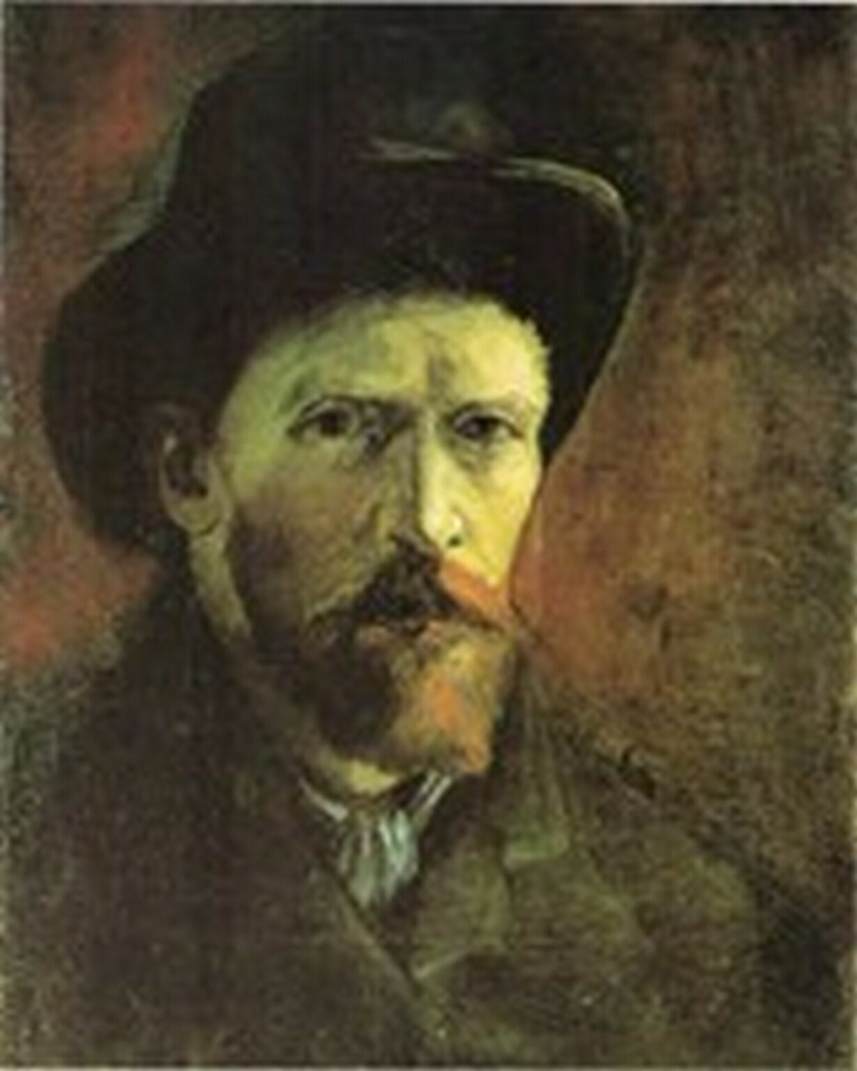 Van Gogh Autorretrato con sombrero de fieltro oscuro (1886)