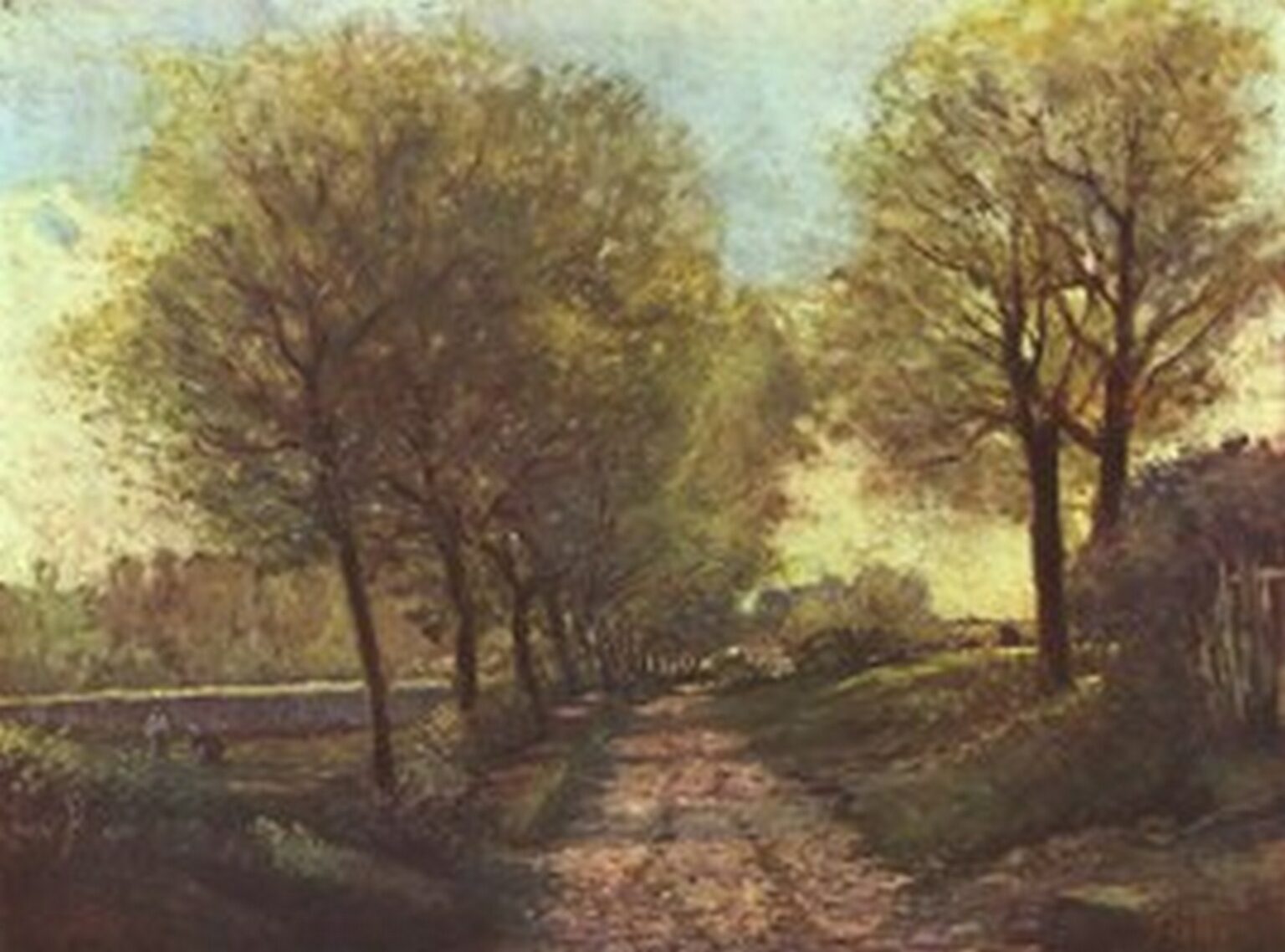 Sisley Avenue of Trees in a Small Town (1866)