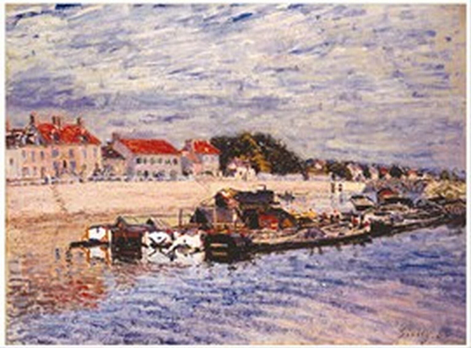 Sisley Barges on the Loing at Saint-Mammès (1885)