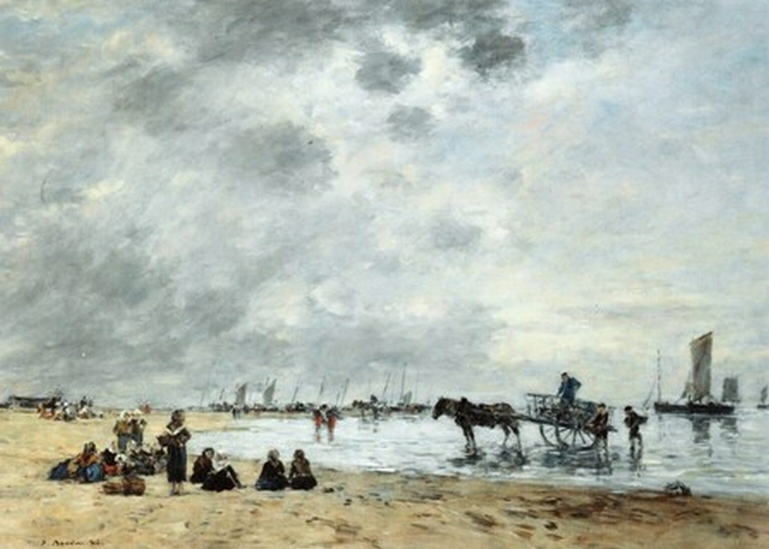 Boudin Berck, l'arrivée des barques de peche (1882)