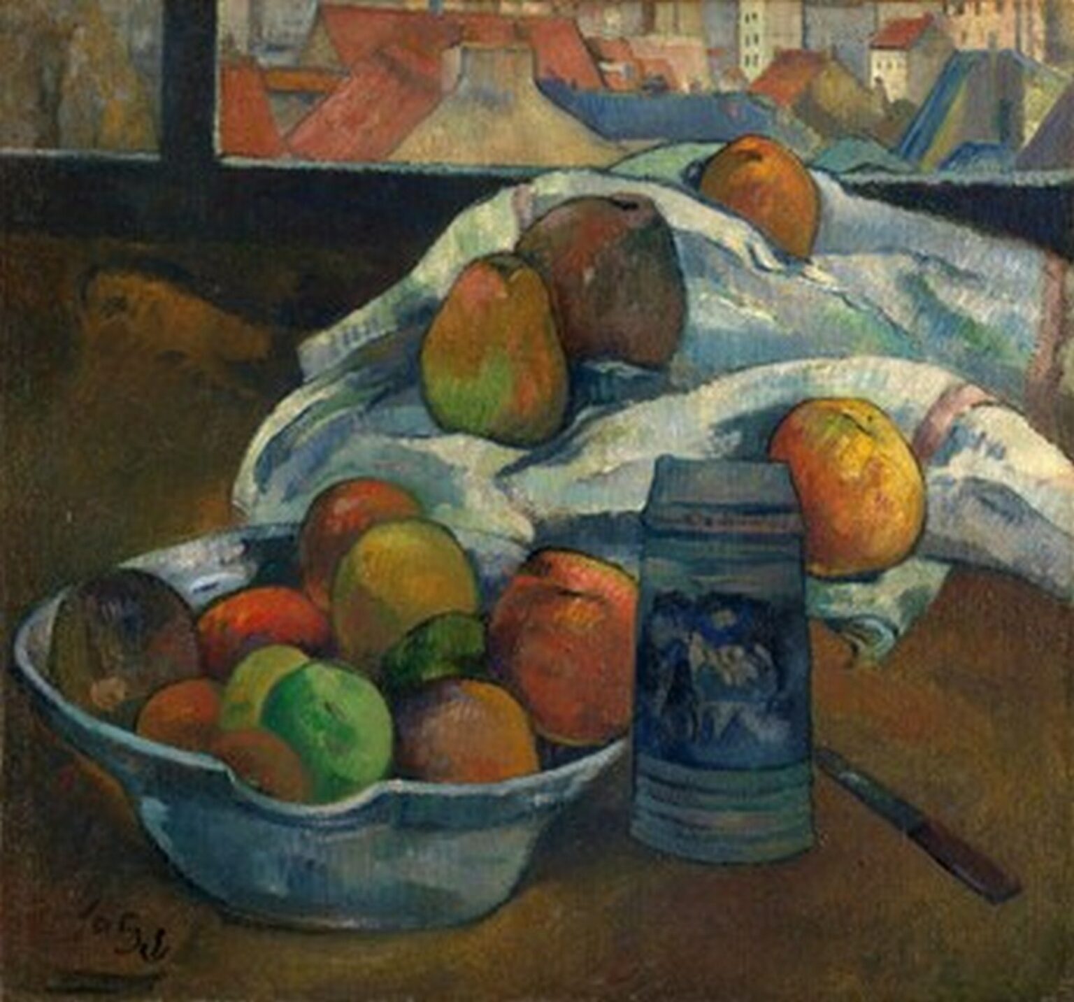 Gauguin Bowl of Fruit and Tankard before a Window