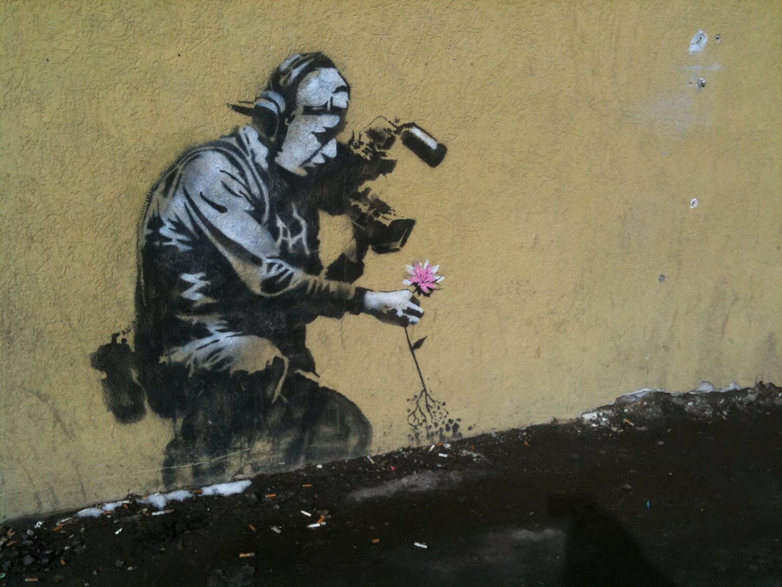 Banksy Camera Man and Flower