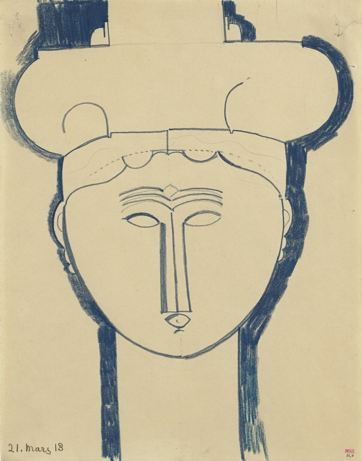 Modigliani Cariatide-Tête de Surmontée d'architecture