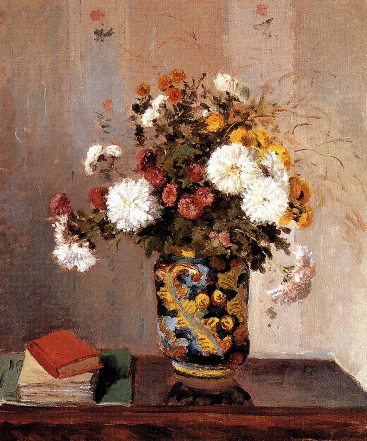 Pissarro Chrysanthemums in a Chinese Vase (1870)