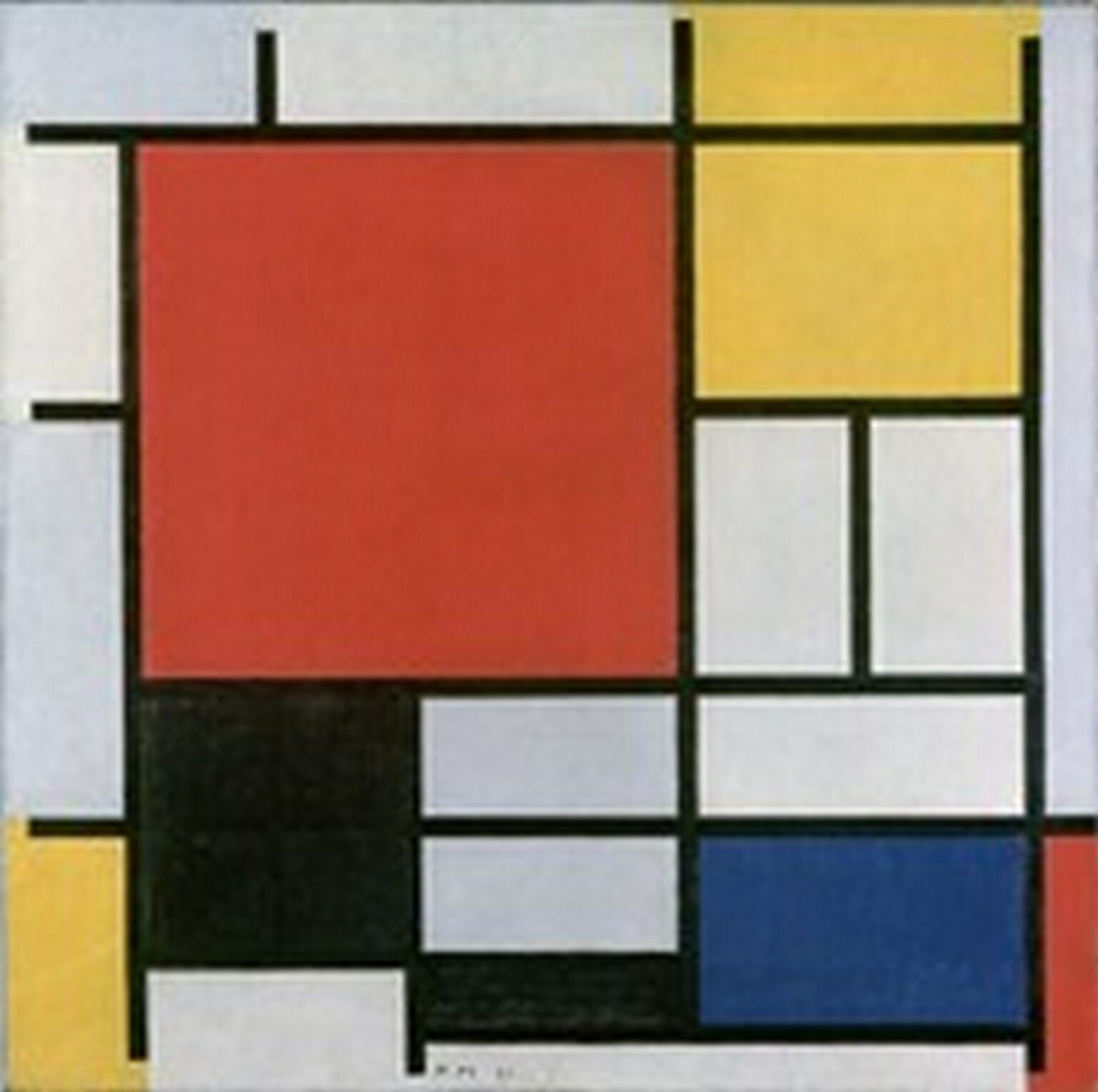 Mondrian Composition en rouge, jaune, bleu et noir (1921)