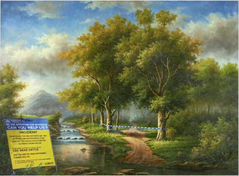 Banksy Countryside with sign Can you help us?