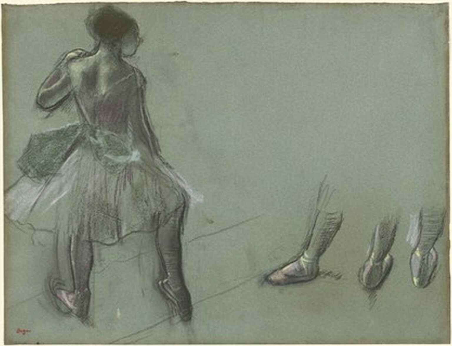 Degas Dancer Seen from Behind and Three Studies of Feet (c. 1878)