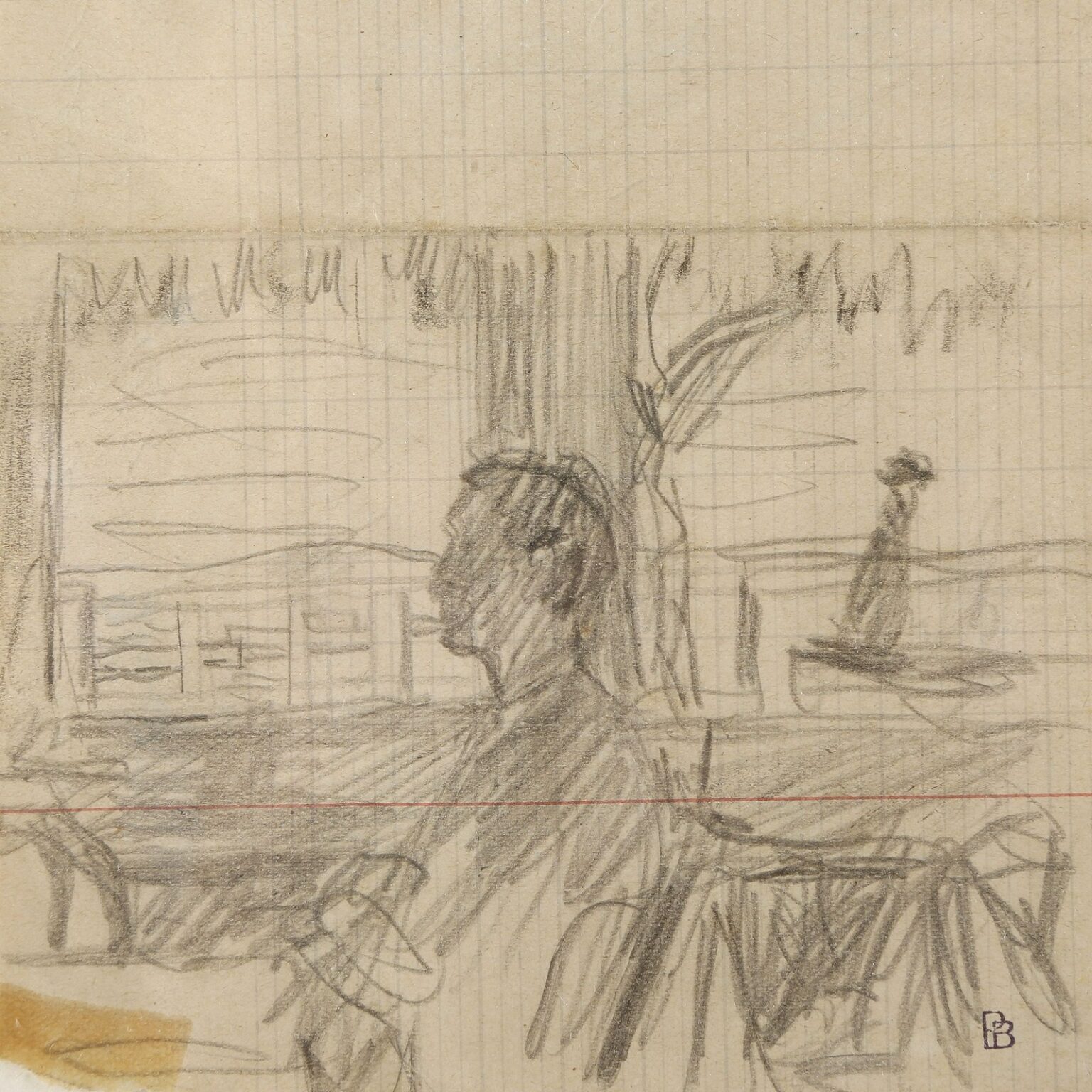 Bonnard Día en la Villa du Bosquet (1928, Dibujo)