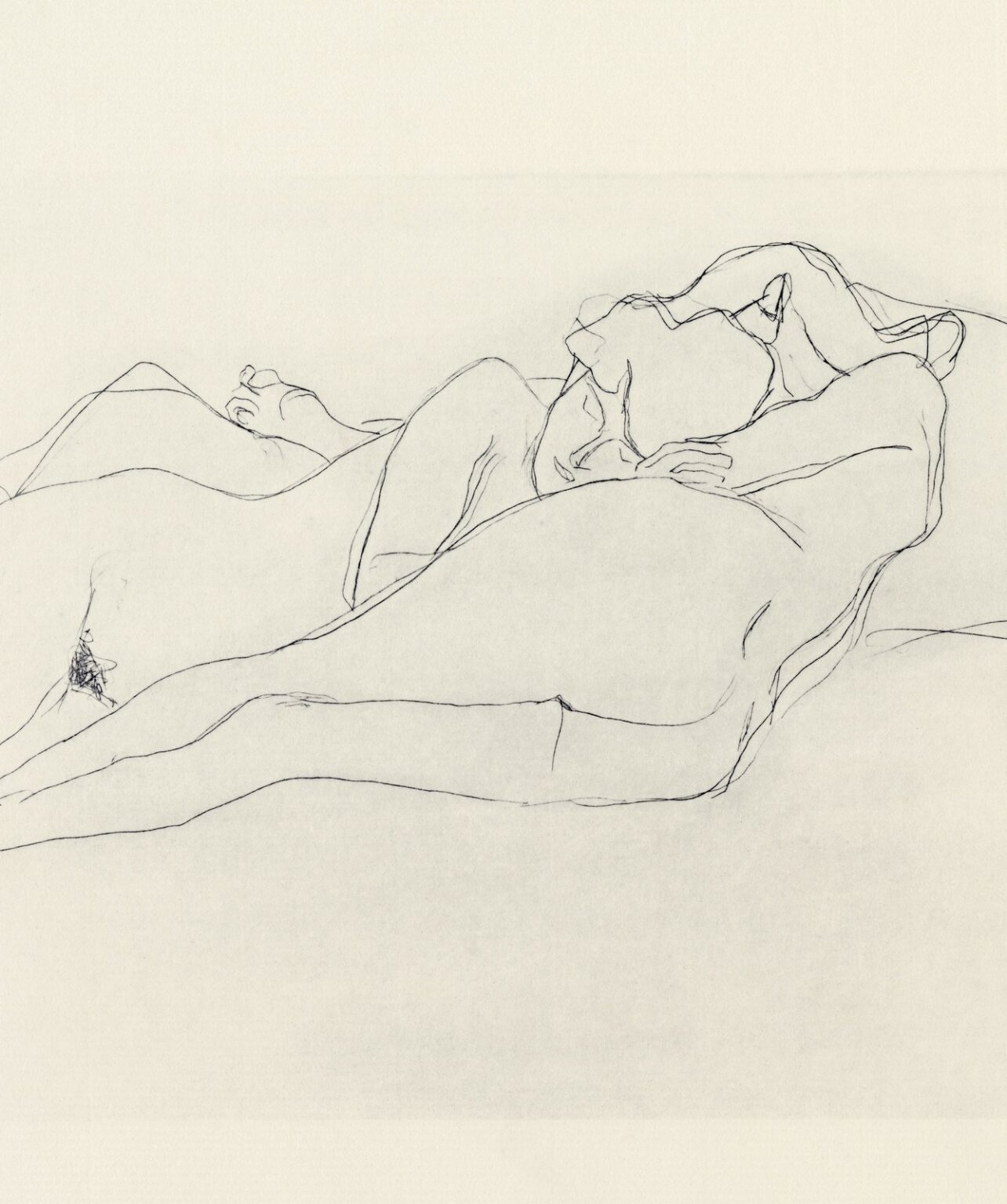 Klimt Drawings: Two women lying