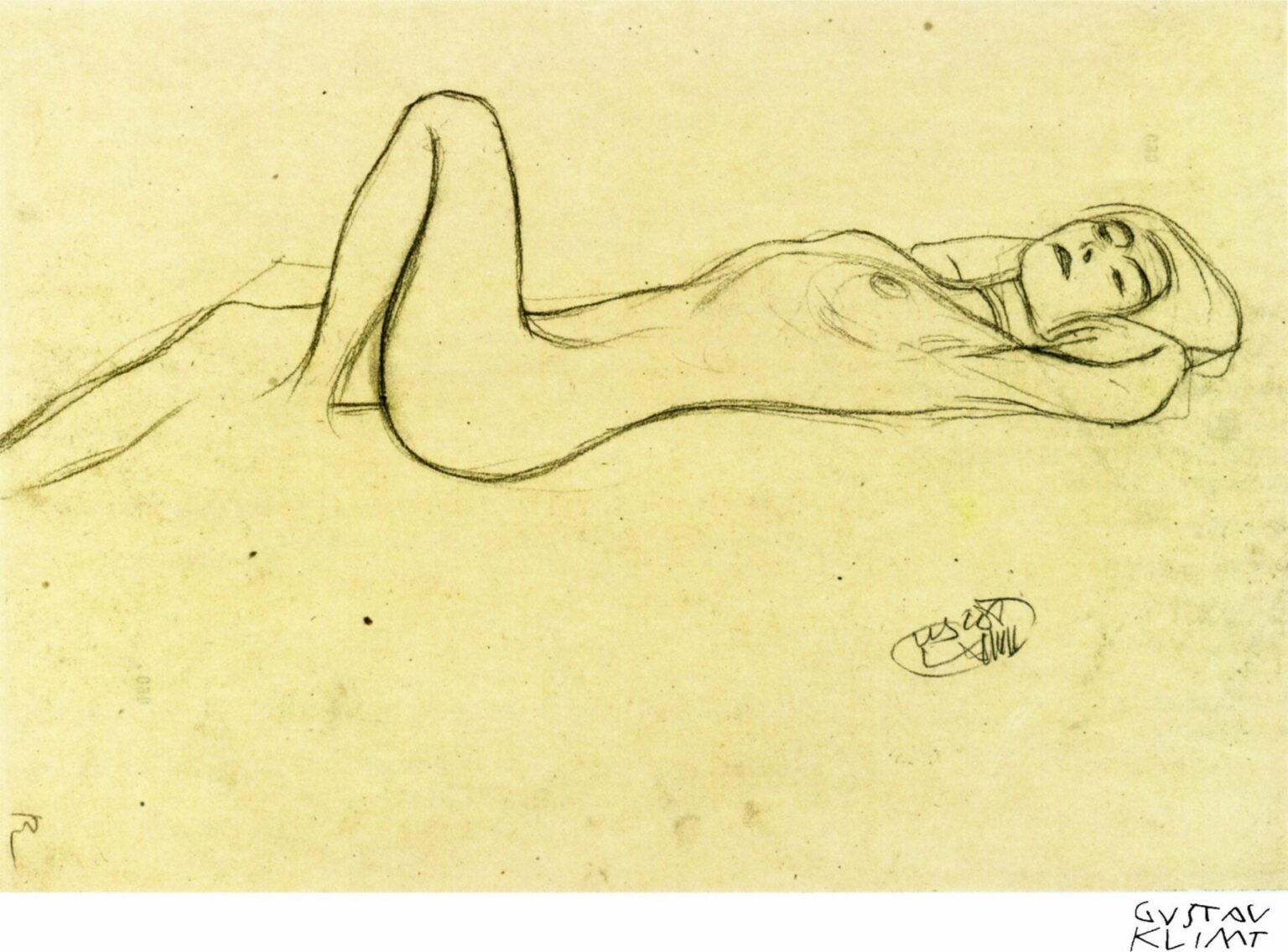 Klimt Drawings: Lying nude woman