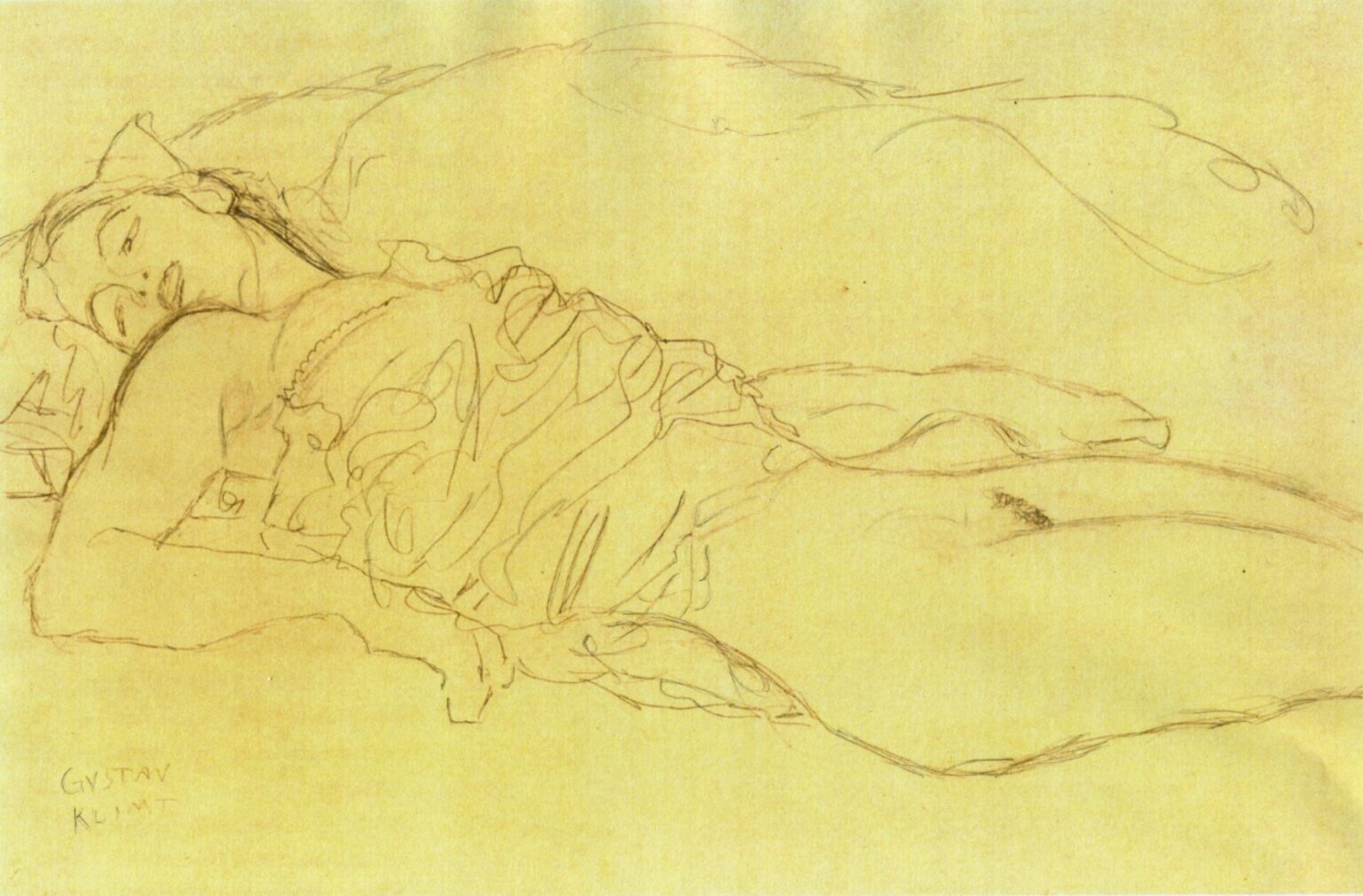 Klimt Drawings: Lying nude