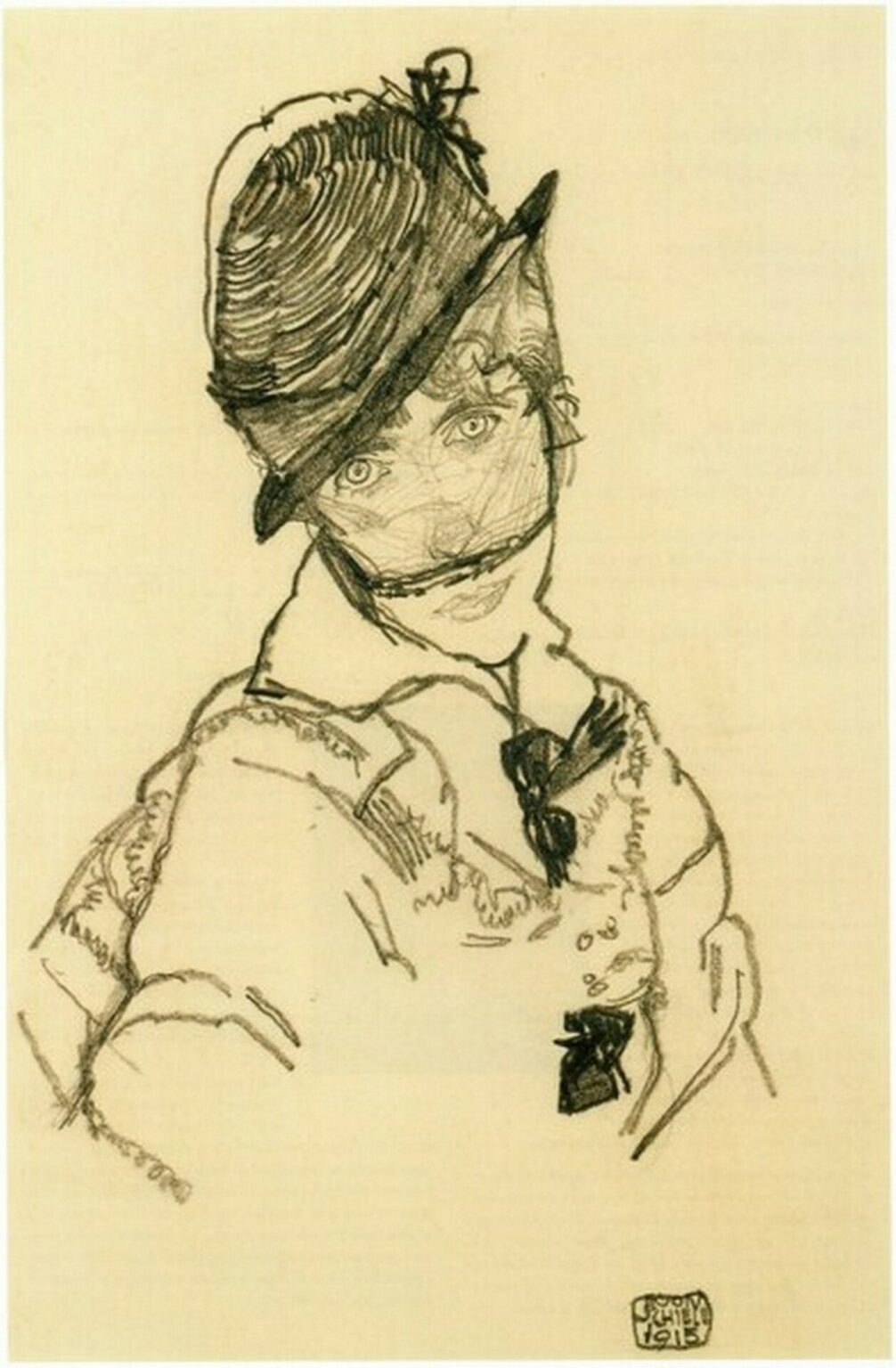 Schiele Edith Mit Hut Und Gesichtsschleier ( Edith in hat and veil, 1915)