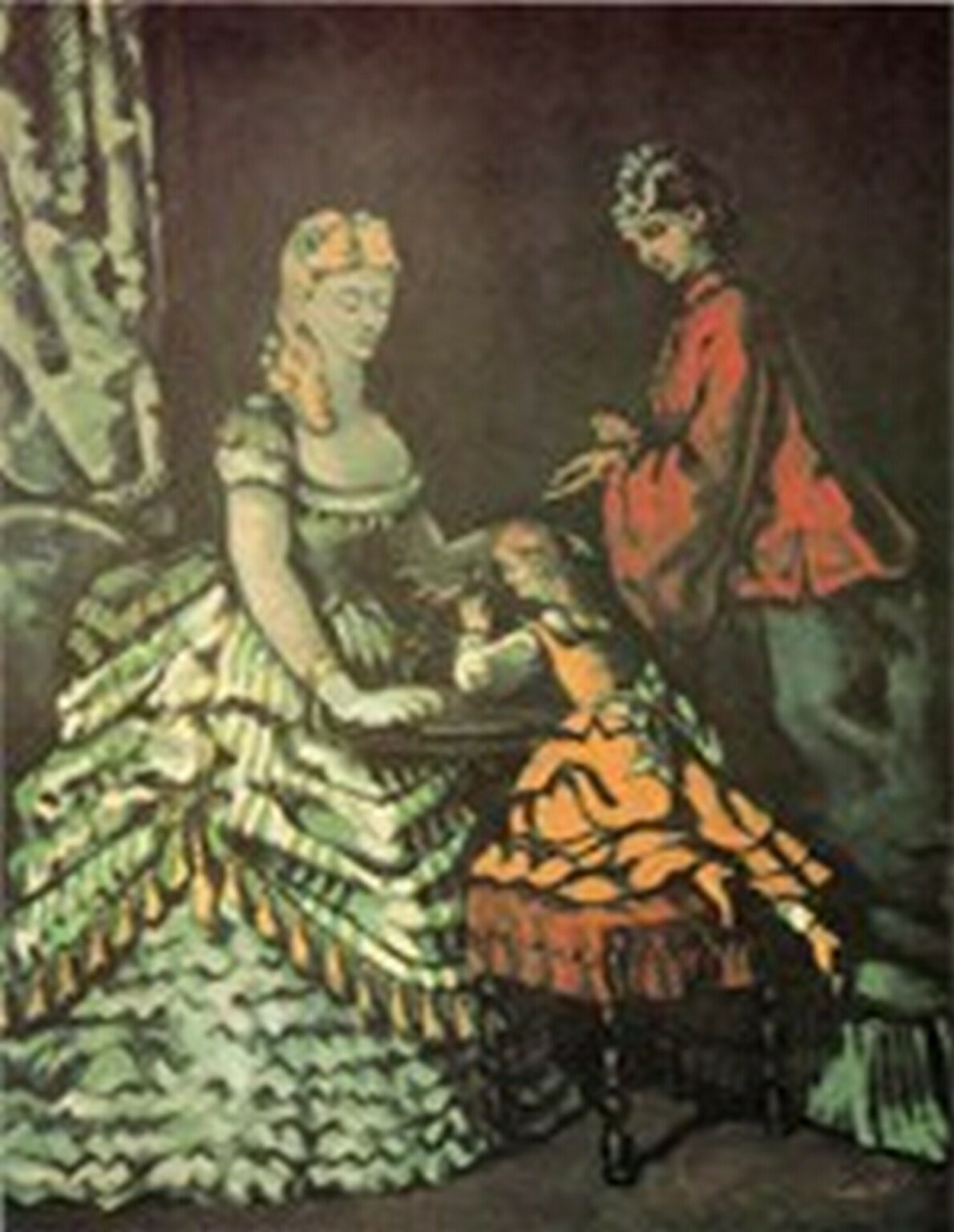 Cézanne Escena de interior con dos mujeres y una niña (1860-62)