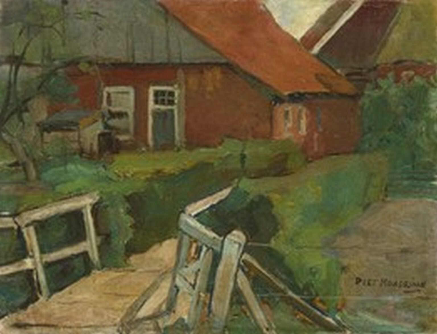 Mondrian Farm Building with Bridge (c. 1899)