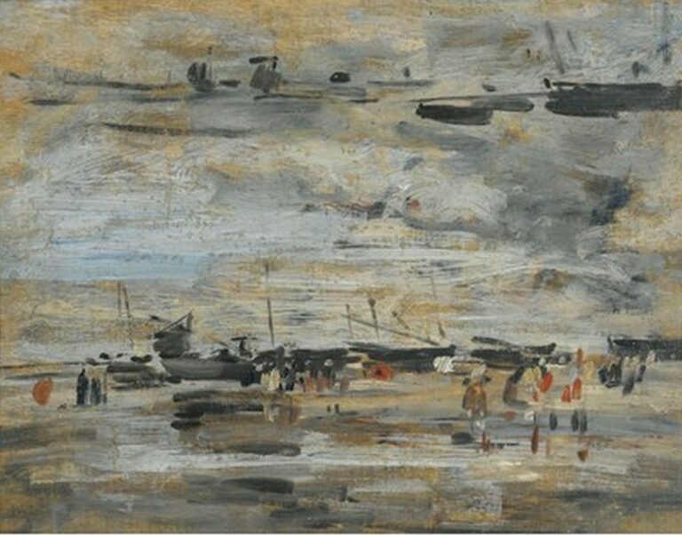 Boudin Fishermen and Sail boats near Trouville (1892)