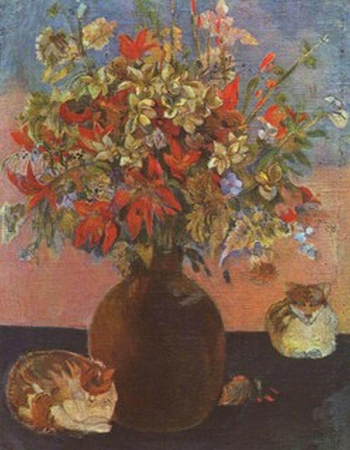 Gauguin Flowers and Cats