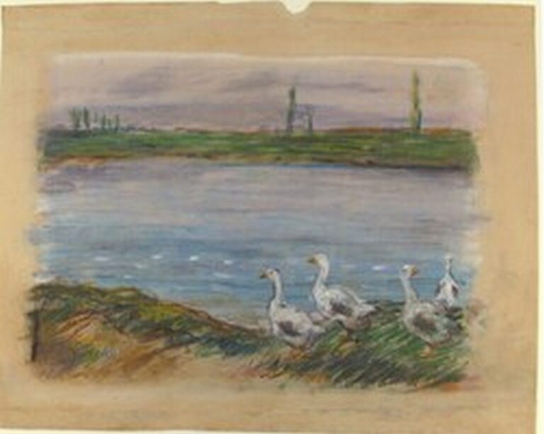 Sisley Four Geese By a Pond