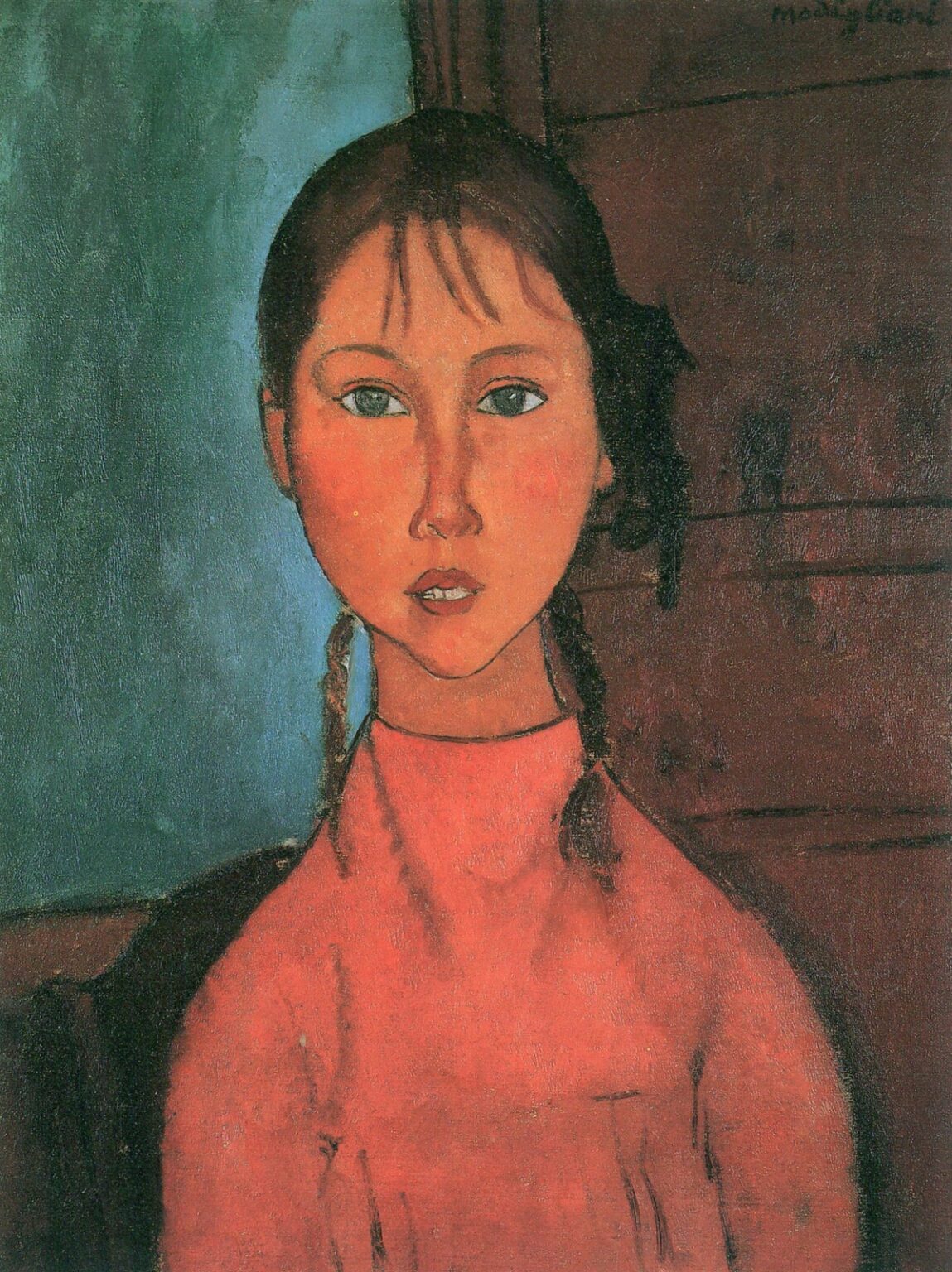 Modigliani Girl with Pigtails (1918)