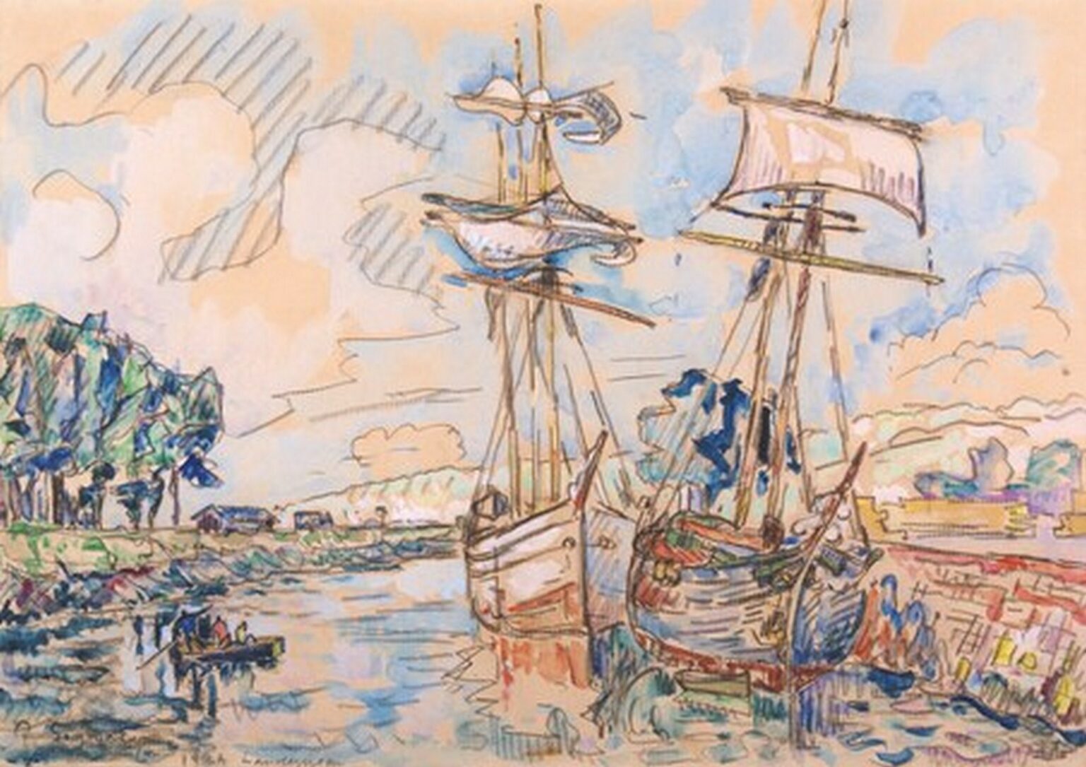 Signac Goelettes à Landerneau (1924)