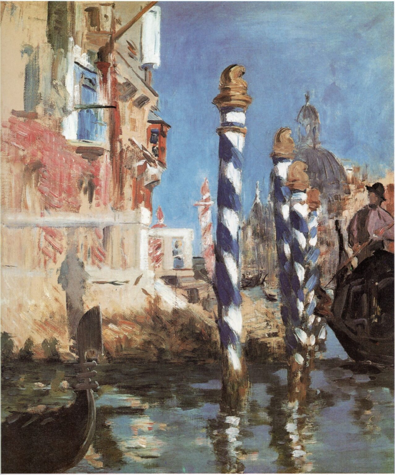 Manet Góndolas y postes en el Gran Canal, en Venecia (1875)
