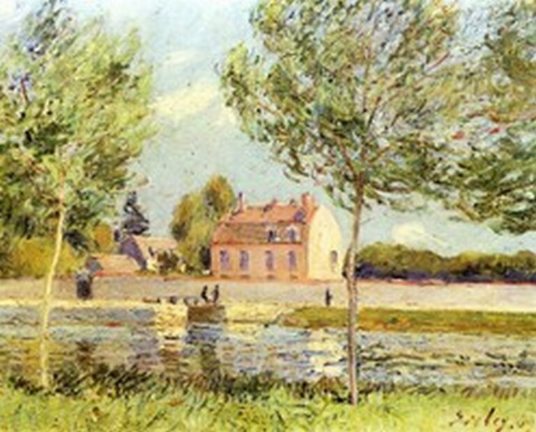 Sisley Häuser am Ufer der Loing