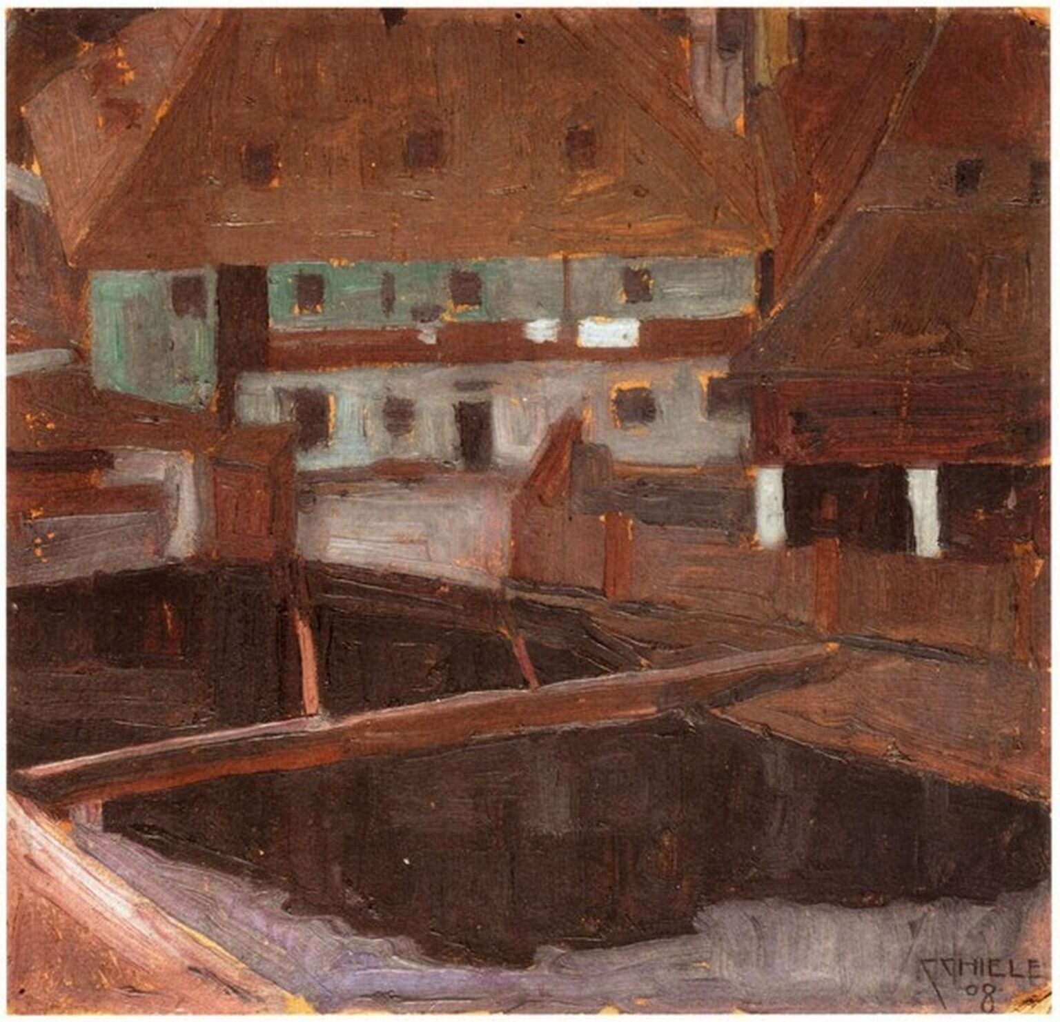 Schiele Häuser in Krumau (Houses in Krumau, 1908)