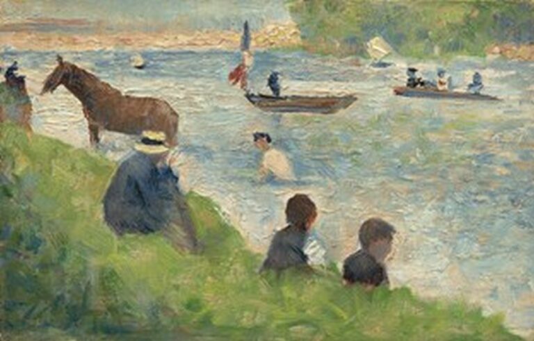Seurat Horse and Boats (Study for "Bathers at Asnières", 1883-1884)