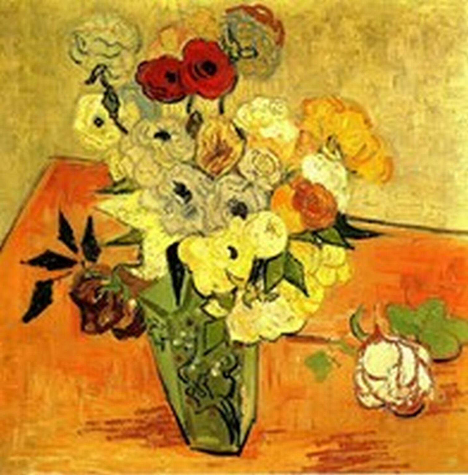 Van Gogh Japanese Vase with Roses and Anemones (1890)