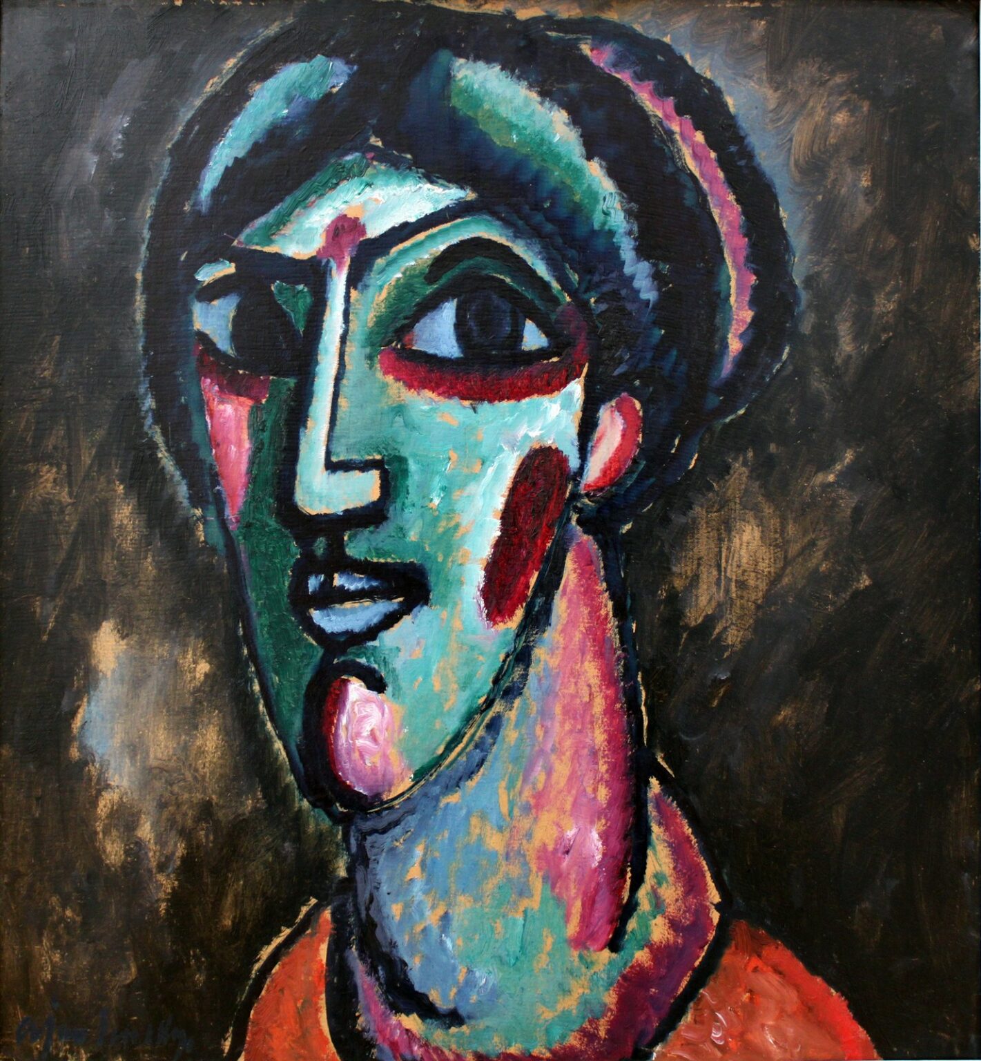Jawlensky Kopf in Schwarz und Gruen anagoria (1913)