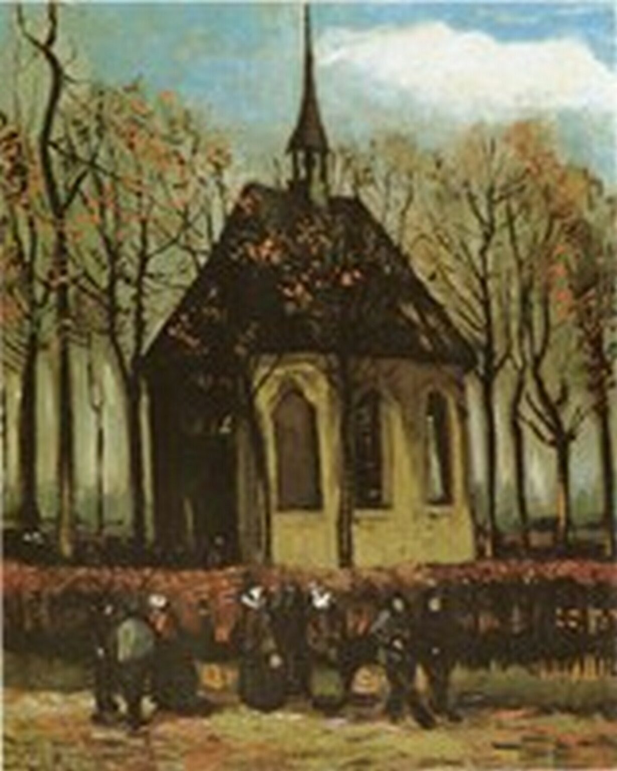 Van Gogh La iglesia de Nuenen con feligreses (1884)