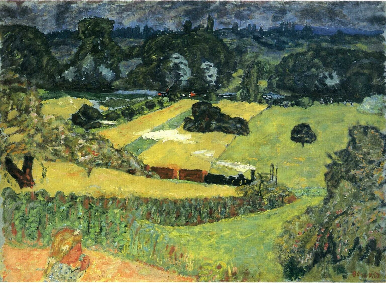 Bonnard Landscape with freight train (1909)