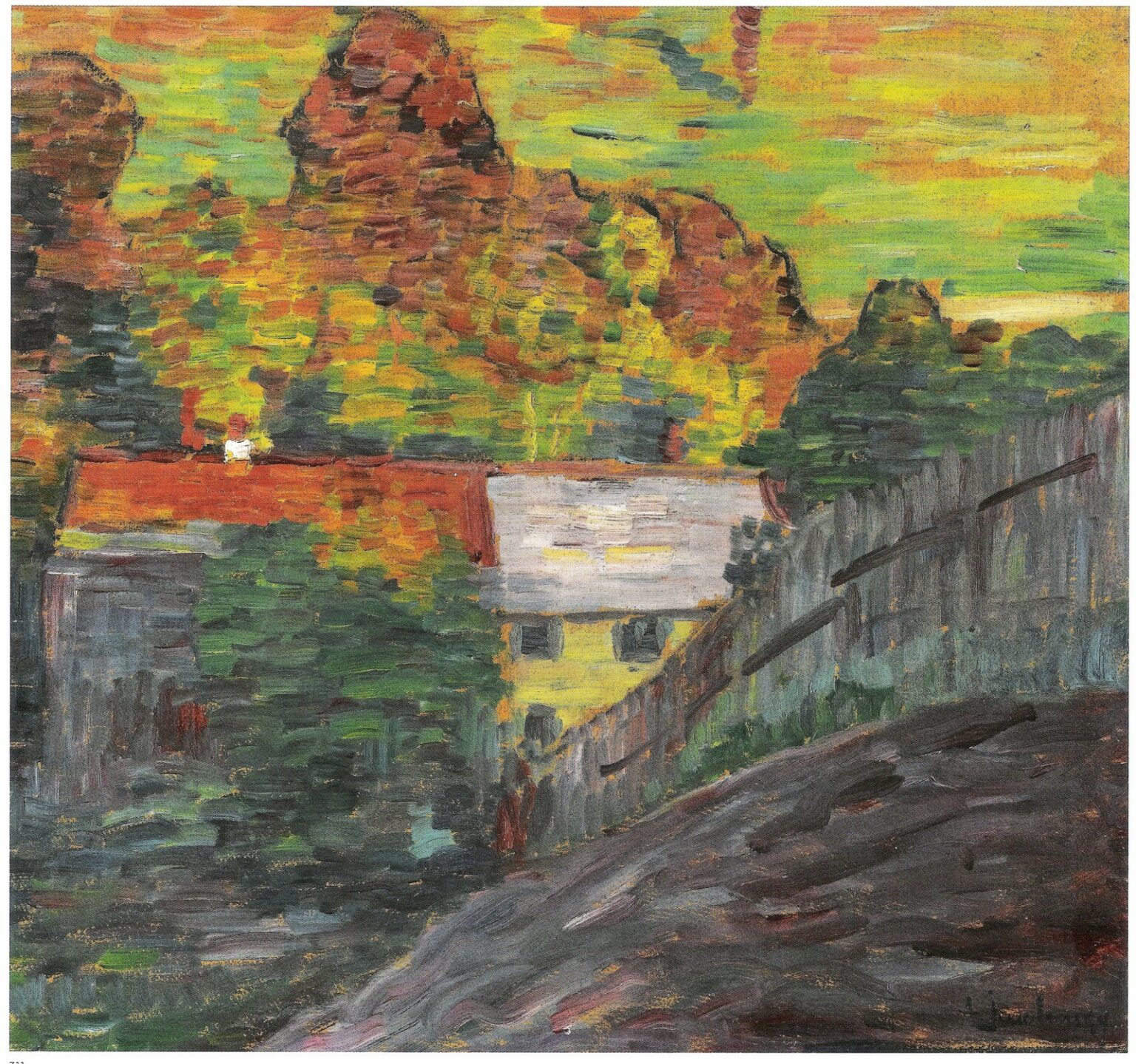 Jawlensky Landschaft mit rotem dach-Wasserburg (c.1906)