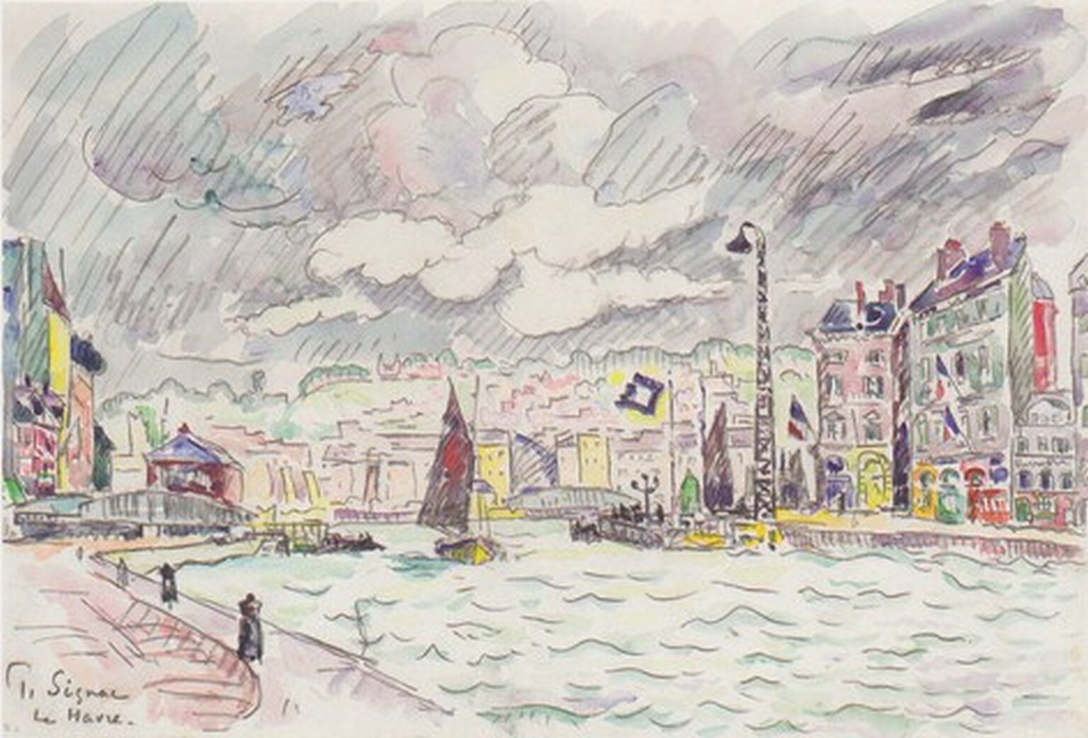 Signac Le Havre with rain clouds (1922)