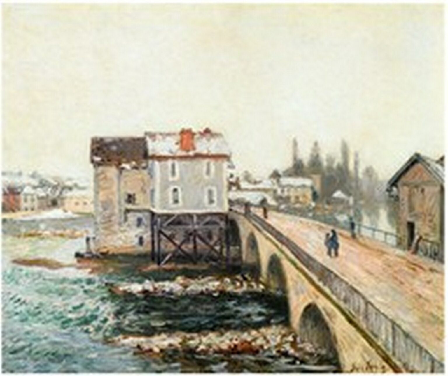 Sisley Le Pont de Moret et les Moulins, effet d'hiver (1890)