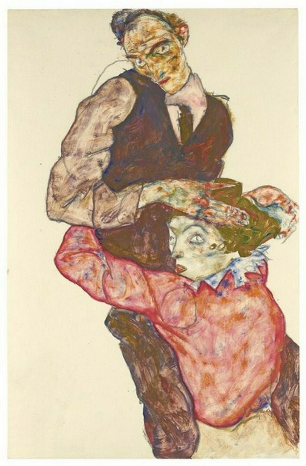 Schiele Liebespaar (Selbstdarstellu Ung Mit Wally) (Lovers - Self-Portrait with Wally, 1914 or 1915)