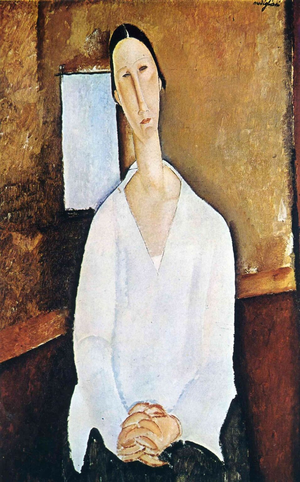 Modigliani Madame Zborowska with clasped hands (1917)
