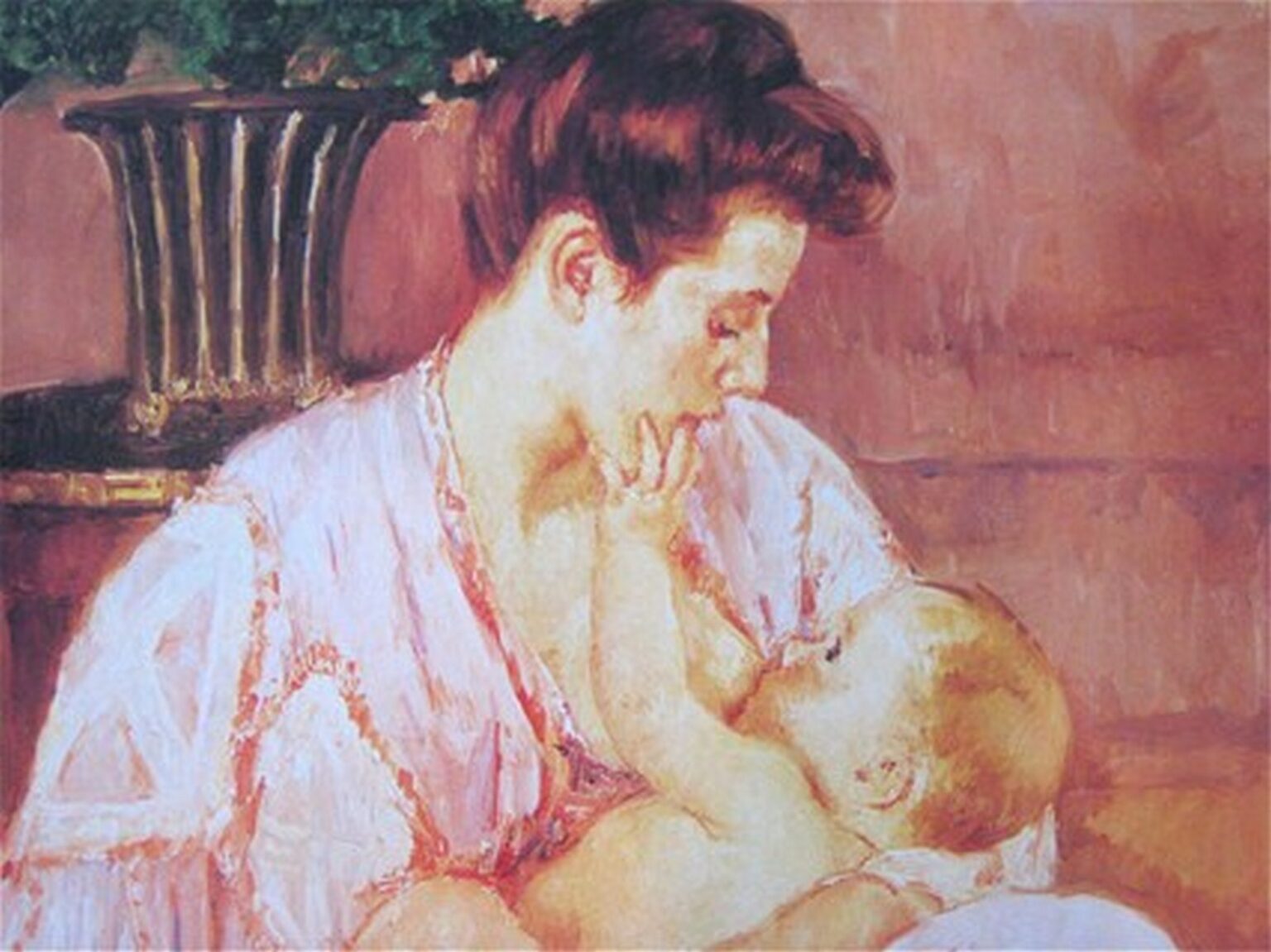 Cassatt Madre Jeanne amamantando a su bebé