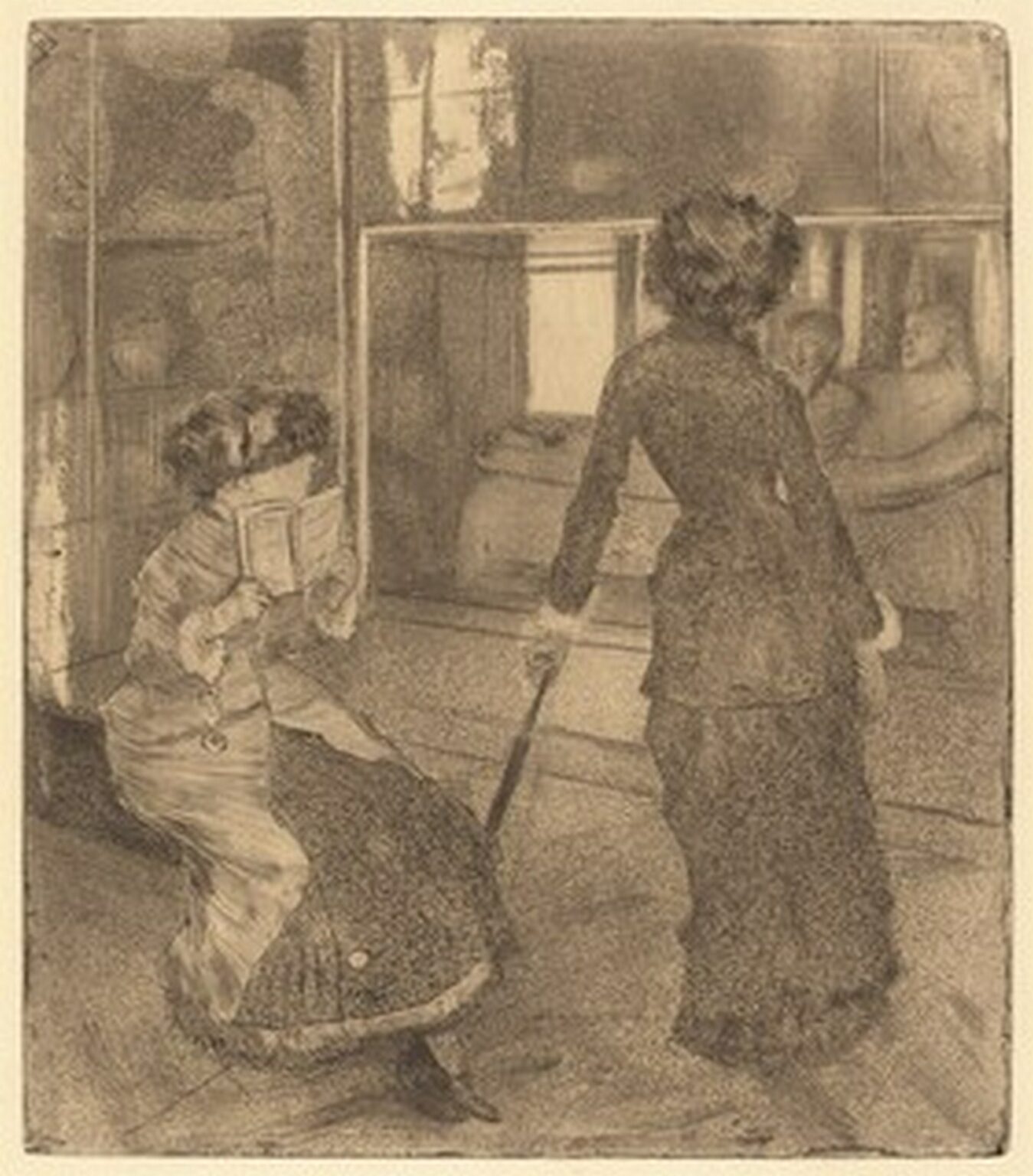 Degas Mary Cassatt at the Louvre: The Etruscan Gallery (Au Louvre Musée des antiques, c. 1879-80)